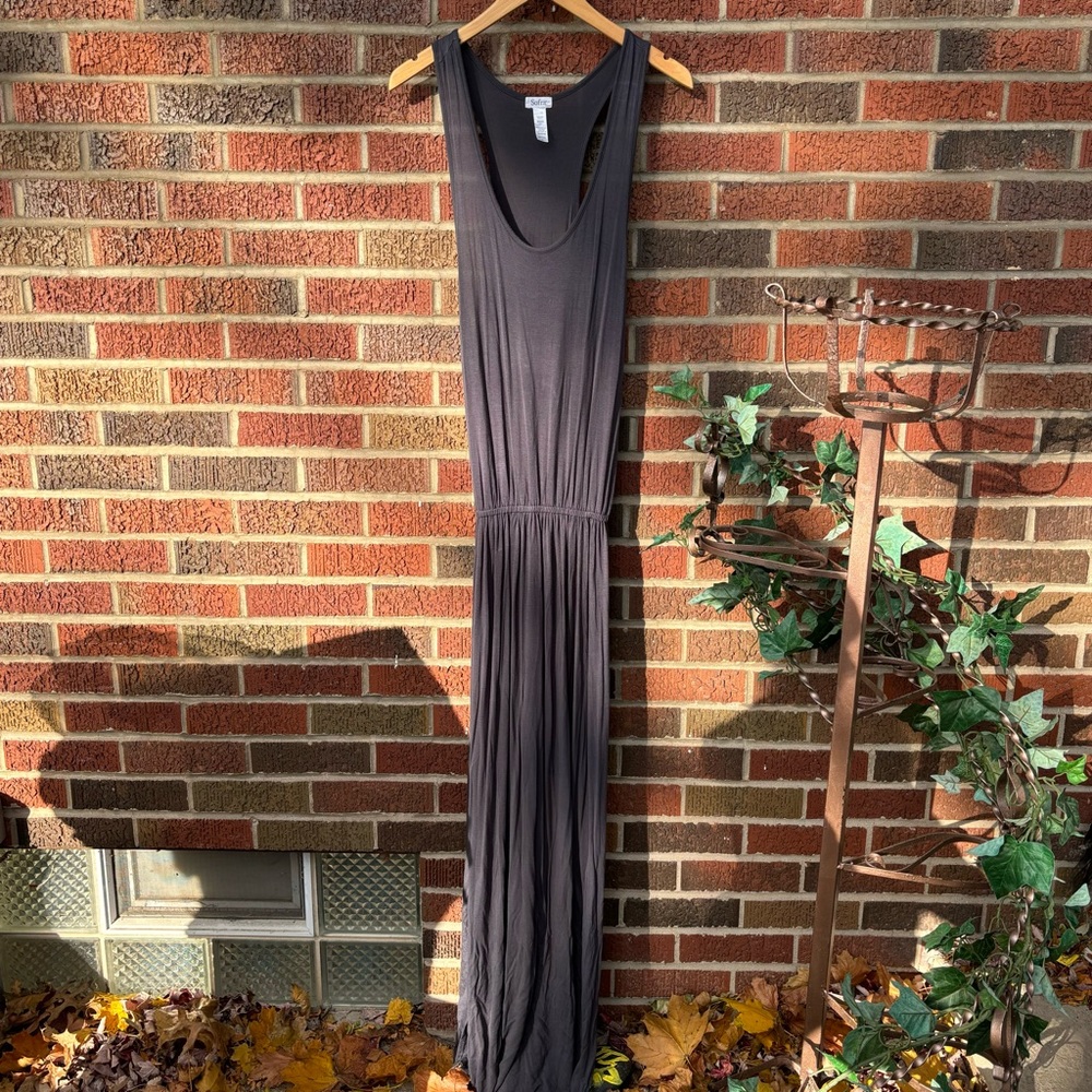 Sofra Dark Gray Racerback Maxi Dress